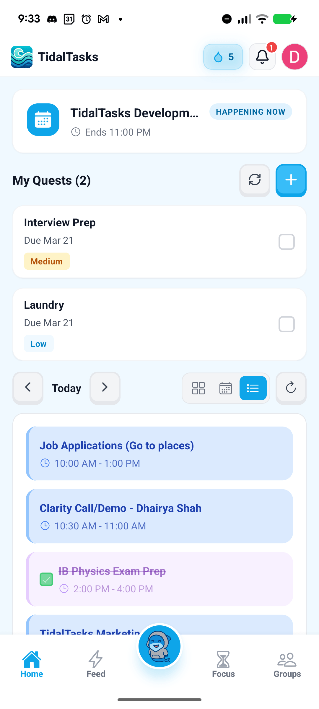 TidalTasks Mobile App